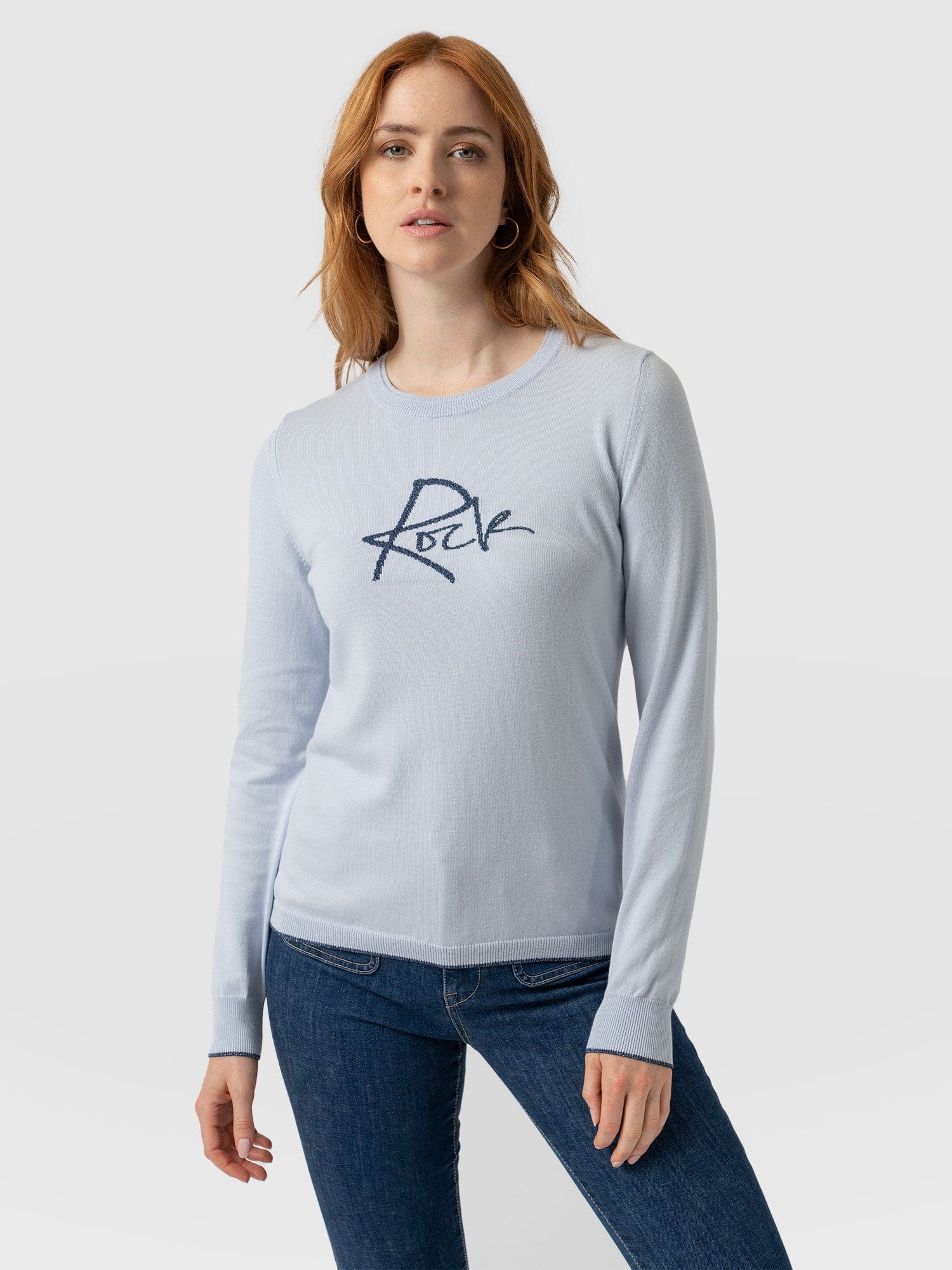 Rock Intarsia Jumper - Pale Blue